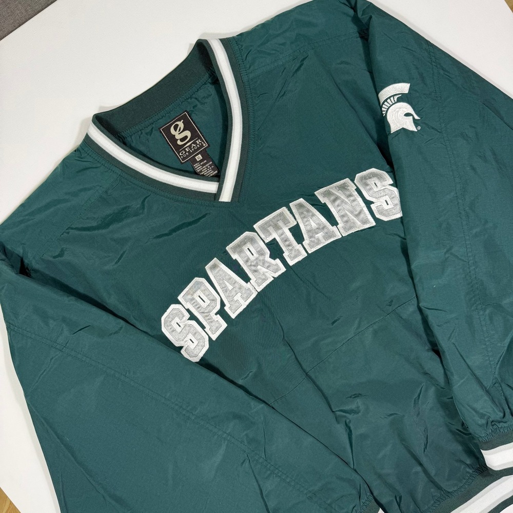 Gear For Sports Michigan State Spartans Windshirt Mens XL Green V-Neck Pullover